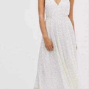 Elegant White Sequin Dress